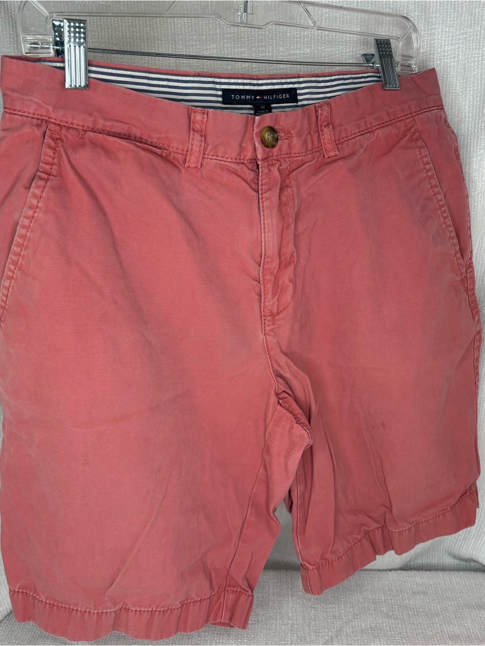 Tommy Hilfiger Men's Coral-Pink Flat Front Chino Shorts
